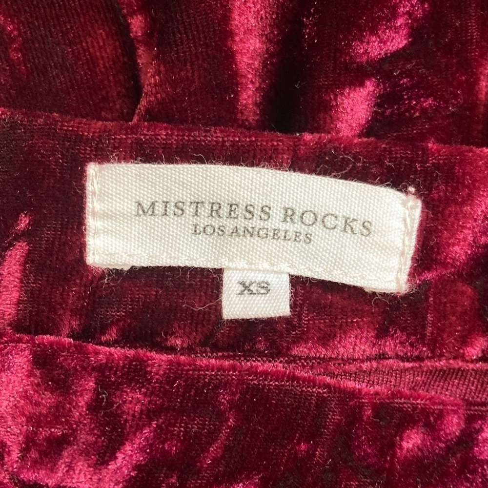 Mistress Rocks Valiant Plum Crushed Velvet Studded Palazzo Pants Size XS - Picture 3 of 8